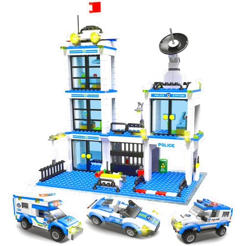 Liberty Imports 736 Pieces City Police Station & Car Building Blocks Set, with 3 Police Cars Toy, Cop Patrol Car, Prison Car, Construction Toy Building Bricks Kit, Gift for Boys Girls 6-12