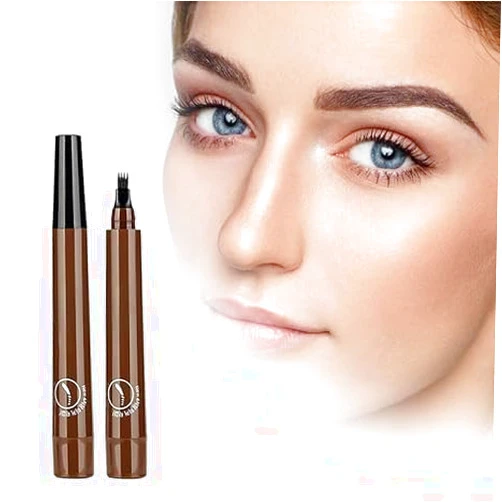 YHCFASHIPIN 2024 New Magic Eyebrow Pencil, Upgraded 3D Waterproof Microblading Eyebrow Pencil Contouring Pen, 4 Tipped Precise Brow Pen, Natural Fine Stroke Microblading Eyebrow Pencil (A-Dark Brown)