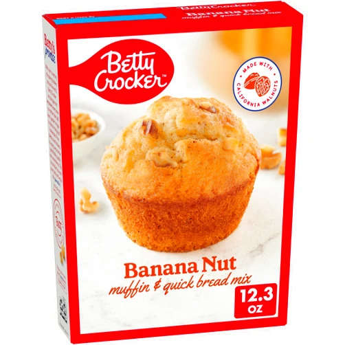 Betty Crocker Banana Nut Muffin and Quick Bread Mix, Made With California Walnuts, 12.3 oz. (Pack of 12)