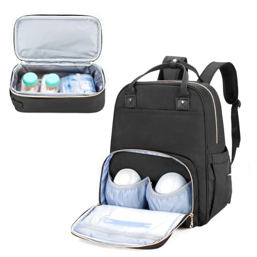 BAFASO Wearable Breast Pump Bag with Cooler and Laptop Sleeve (Compatible with Elvie and Momcozy Breast Pump), Breast Pump Backpack for Wearable Breast Pump (Patent Pending), Black