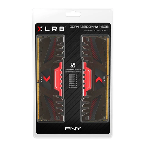PNY XLR8 Gaming 16GB (2x8GB) DDR4 DRAM 3200MHz (PC4-25600) CL16 1.35V Dual Channel Desktop (DIMM) Memory Kit – MD16GK2D4320016AXR