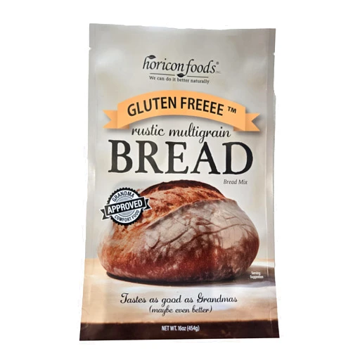 GLUTEN FREEEE BY HORICON FOODS INC. WE CAN DO IT BETTER NATURALLY Glutenfreeee Gluten Free Rustic Multigrain Bread Mix, 16 Ounce - Whole Grain, Delicious, Vegan, Breakthrough Recipe, Artisan, Crispy Crust, Develops Real Dough, Moist Crumb, Easy, Celiac Friendly