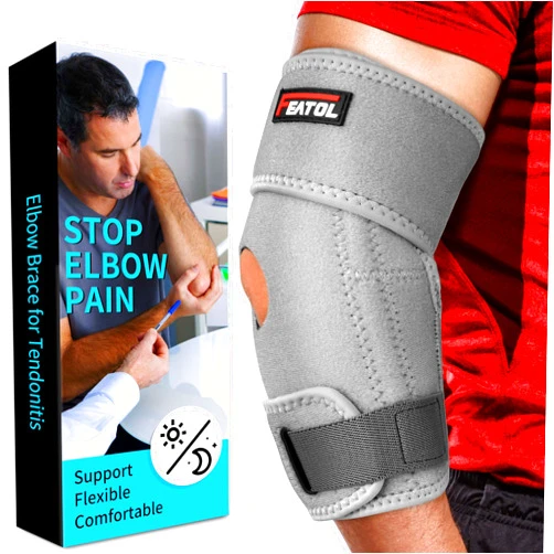 FEATOL Elbow Brace for Tendonitis and Tennis Elbow, Adjustable Golfers Elbow Brace for Men and Women, Elbow Pain Relief for Cubital Tunnel Syndrome, Bursitis, Ulnar Nerve Entrapment(Gray, Large)
