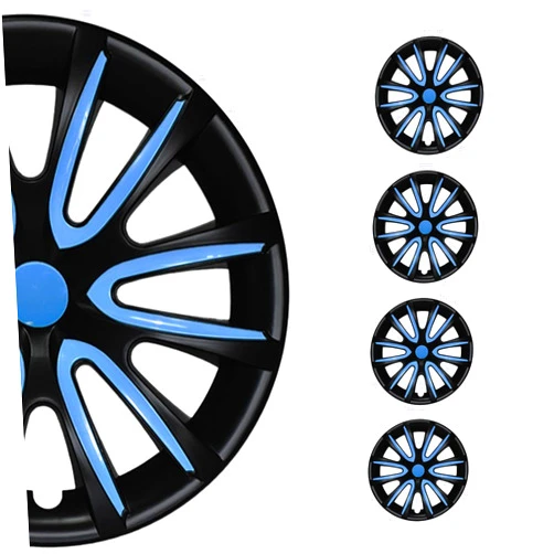 OMAC - Black Matt Blue Matte Hub Caps 15 Inch Set of 4 for Ford Transit, Tapas para Rines 15, Premium Wheel Covers 15 Inch, R15 Rim Cover Set, Snap On Durable Car Replacement Exterior Accessories