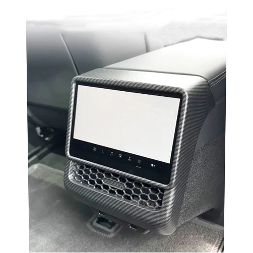 YOKOOHITECH Carbon Fiber Pattern AC Vents Cover, Highland Model y Rear Center Console Air Vent Cover Compatible with Tesla Model Y Juniper and Model 3 Highland (Matte Carbon Fiber)