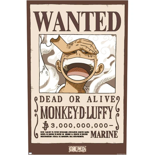Trends International One Piece - Monkey D Luffy Wanted Poster Wall Poster, 22.37