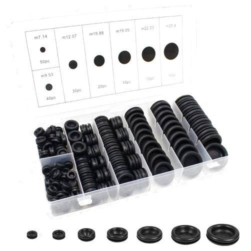 EASYEAH 170 Pcs Rubber Grommets Firewall Hole Plug Set Electrical Wire Gasket Kit, Automotive Rubber Grommets for Wiring Assortment Kit for 1/4 3/8 1/2 5/8 3/4 7/8 1 Inch Round Drill Hole