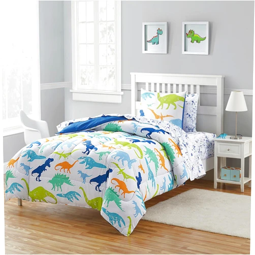 Sweet Home Collection Kids Bedding Set Bed in a Bag for Boys and Girls Toddlers Printed Sheet Set and Comforter , Twin, Dinosaur