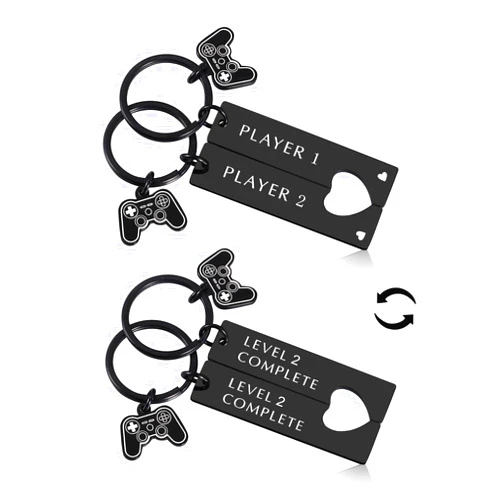 GGOJAGST 2 Year Anniversary for Him Her Boyfriend Girlfriend Cotton 2nd Anniversary Wedding Gifts for Husband Wife Best 2 Year Anniversary Couples Matching Keychain Level 2 Complete Valentines Gifts