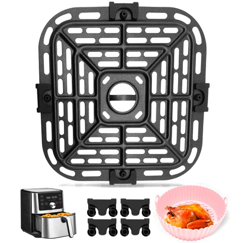 GXF Air fryer Grill Pan for Instant Pot Vortex Plus 6 in 1 4 Quart Air Fryer Oven, 7.5''×7.5'' Square Food Grade Air Fryer Replacement Parts Grill Plate Crisper Plate Accessories Tray Rack