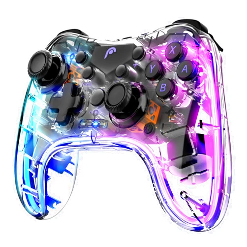 Fosmon Wireless Bluetooth Gaming Controller for Switch 2/1/Lite/OLED, Android/iOS/PC/Steam/Apple Arcade MFi Games, Pro Controller with RGB Lights (14 Color), 4 Level Vibration, 6-Axis Gyro, Turbo