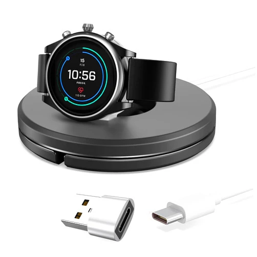 AsWant Portable Wireless Charger Stand for Fossil Gen 6 5 Garrett Hr/Carlyle/Julianna,Gen 4 Explorist HR/Venture HR/Sport,Emporio Armani,Diesel Guard 2.5 Charger Holder Travel Charging Dock
