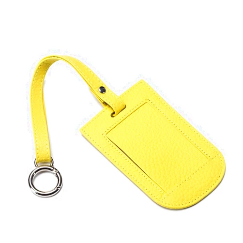 Lecxci Luggage Bag Tags Leather Travel ID Labels Suitcase Name Tags - Set of 2 (Lemon Yellow)