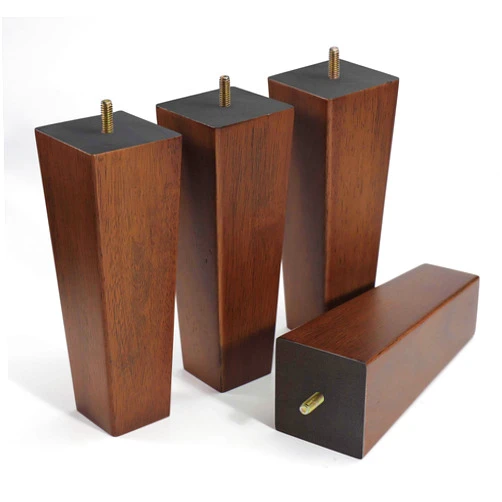 WEKIS Solid Wooden Furniture Legs 10 Inch, Natural Wood Mid Century Brown Square Legs Furniture Replacements Feet for Couch Legs, Sofa Legs, Cabinet Legs, Bench Legs, Bed Legs, Set of 4