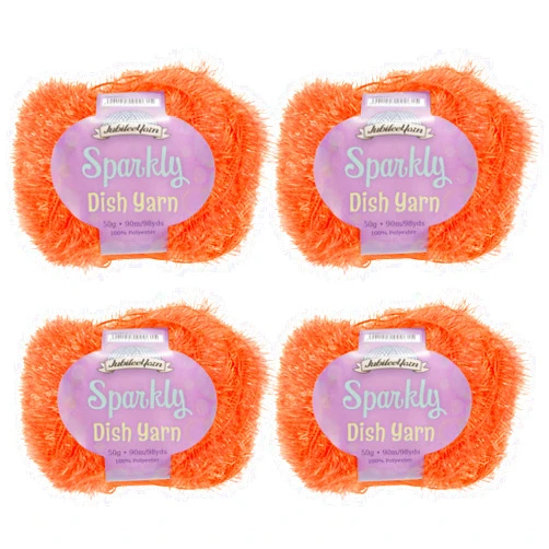 BambooMN JubileeYarn Sparkly Dish Scrubby Yarn - 50g/Ball Worsted Polyester - Pyro Glacier - 4 Balls