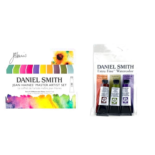 DANIEL SMITH Watercolor, 5ml tubes, Jean Haines Master Artist Set 10 Watercolor Tubes & 285250077 Extra Fine Secondary Watercolor Set, 3 Tubes, 15ml, Multicolor, 0.5 Fl Oz (Pack of 3)