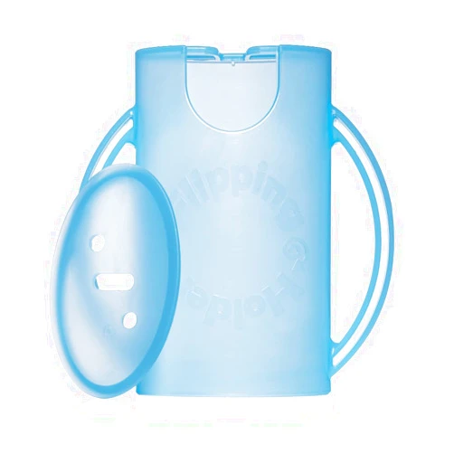 Flipping Holder Squeeze Proof Flipping Holder for Food Pouches & Juice Boxes - Universal Multipurpose Design - Prevent Messes & Support Self-Feeding - Curved Handles for Easy Grasping - Food Safe - Blue (Blue)