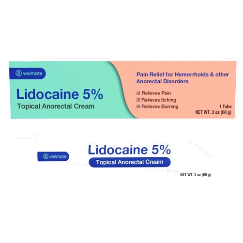 WELMATE 5% Lidocaine Cream for Hemorrhoids – Fast-Acting Lidocaine Numbing Cream & Topical Analgesic Cream for Anorectal Itch Relief, Unscented, Child Resistant Packaging 2 oz (60g)