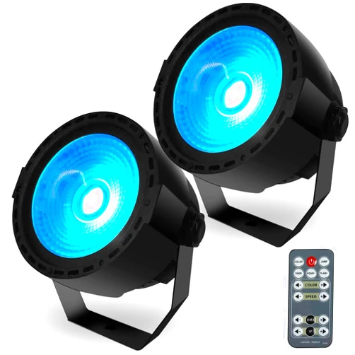 SHEHDS Stage Wash Lights LED 30W COB Par Lights RGB 3in1 Party Lights with Remote and DMX Control DJ Lights Sound Activated uplighting for Wedding/Christmas/Stage Show/Club/Karaoke - 2 Pack