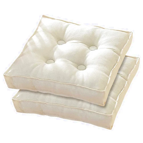 GZYZPDF Chair Cushions for Dining Chairs 2 Pack,Square Chair Pads Linen Fabric Pearl Cotton Seat Cushion for Kitchen Chair 40x40cm(16x16inch) Beige