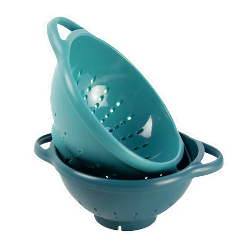Crisp 2 Pack Mini Colander Berry Baskets - Plastic, Durable Kitchenware, Dishwasher Safe - Made in the USA - Prussian Blue & Light Teal