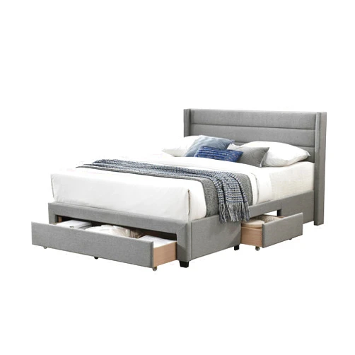 DC DICLASSE Queen Bed Frame with 4 Storage Drawers, Upholstered Bed Frame with Headboard,Sturdy Wooden Slats,No Box Spring Needed, Easy Assembly, Light Grey