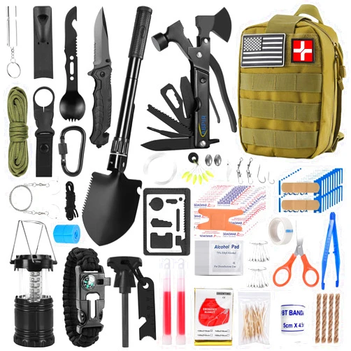 Abpir Survival Kits, 170 PCS First Aid Kit/Trauma Kit with Essential Survival Gear Emergency Medical Supplies for Hiking Camping Backpacking Outdoor Adventure, Gifts for Him Dad Men Christmas