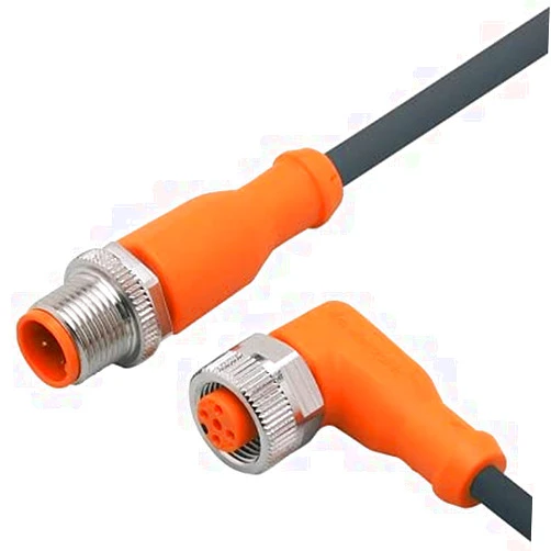 IFME EVC019, Cordset, 4-Wire Micro DC Patch Cordset, Straight M to Right Angle F, PUR Black, 5M