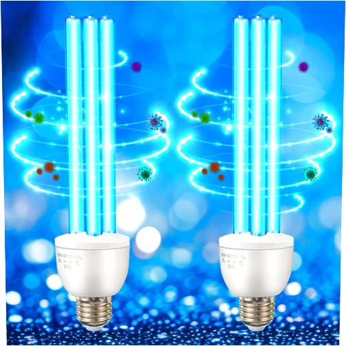 Qualirey 2 Pack UV Germicidal Light Bulb with Ozone, 25 Watt Replacement UVC Lamp E26 E27 110V, UV Disinfection Light Bulb for Basement Bedroom Kitchen to Kill Germs, Bacteria, Kill Mites