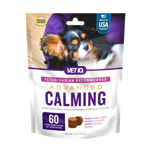 VetIQ Advanced Calming Support Supplement for Dogs, Calming Chews Help Manage Stress and Promote Relaxation, Anxiety Relief for Dogs, Made in The USA, 60 Count