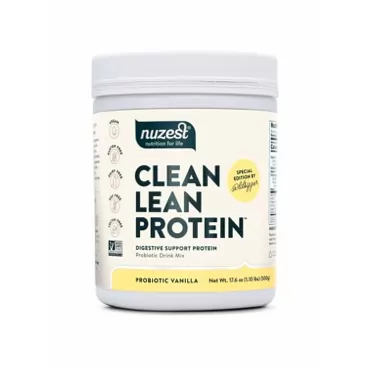 Nuzest Clean Lean Protein - Digestive Support, Pea Protein Powder with Added Probiotics, Vanilla, Vegan, Gut Health, Non-GMO, 20 Servings, 1.1 lb