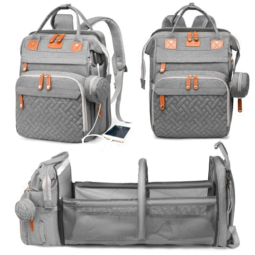 Astro alan Baby Diaper Bags with Changing Station, Waterproof Diaper Bag Backpack for Moms Dads with USB Charging Port, Baby Shower Gifts, Large Capacity diaper backpack, Grey