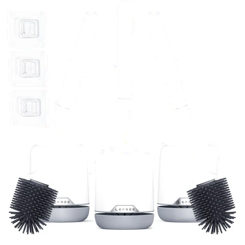 Lefree 3 Pack Silicone Toilet Brush,Rubber Toilet Bowl Brush and Holder Set with Ventilated Holder, Toilet Cleaner Brush for Bathroom,Floor Standing & Wall Mounted Toilet Scrubber Without Drilling