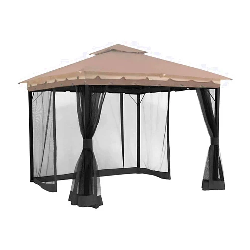 Hisecome 10' x 12' Gazebo Universal Replacement Mosquito Netting,Black Outdoor Canopy Net Screen 4-Panel Sidewall Curtain, with Zippers,Mosquito Netting（Only）