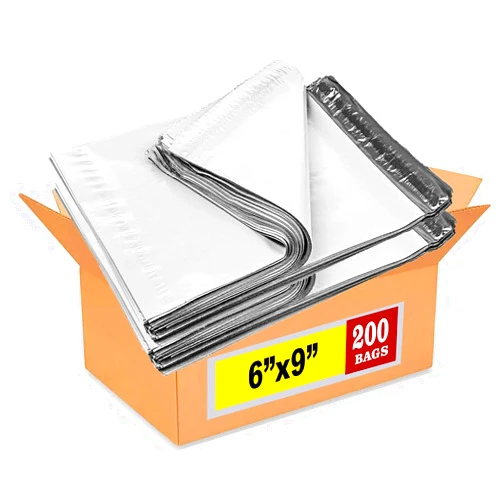 iMBAPrice White Poly Mailers 6x9 Inch, 200-Pack Small Size #1 Poly Mailing Envelopes Bags, Self Seal Adhesive Waterproof and Tear Proof Packing Bag (Total 200 Bags)
