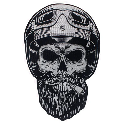Emsourbe Skull Embroidered Patch Skull Helmet Embroidered Applique Badge Iron On Emblem Sew On Punk Decorative Applique Skeleton Helmet