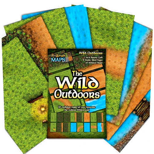 Arcknight The Wild Outdoors Roleplaying Battlemaps; 16 Modular RPG Maps in 8 Double-Sided Pages, 1