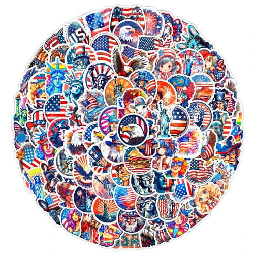 UoYYelly 100 Pcs American Stickers Patriotic Stickers Pack for Kids Adults Teens, Independence Day Aesthetic Waterproof Vinyl Stickers and Decals for Water Bottle Laptop Luggage Hydro Flask Car Bike Bicycle