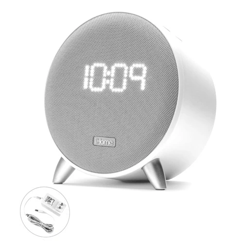 iHome Bluetooth Alarm Clock with 5W USB Charger, Dimmable LED Clock Display and Dual Alarms, Ideal for Bedroom, Home Office and Dorm Room