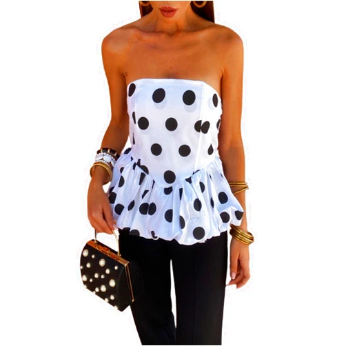 Yuemengxuan Women Y2K Strapless Peplum Tube Top Sleeveless Bubble Ruffle Hem Bandeau Top Y2k Girls Cute Cami Top Bustier Top