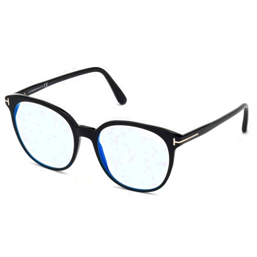 Tom Ford Eyeglasses Tom Ford FT 5671 -F-B Asian fit 001 Shiny Black/Blue Block Lenses