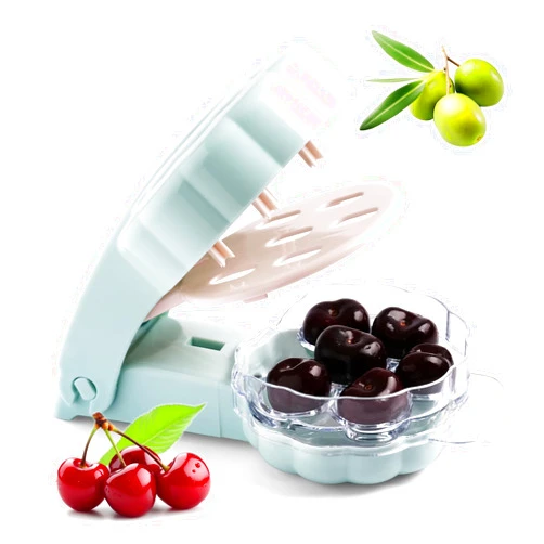 JUNHETEK Cherry Pitter, Olive Pitter Tool Pit Remover Quick Push Pull 6 Hole Seed, Multi-Function Cherry Pitters Core Remover Stainless Steel Portable Saving Lock Design Corer Kitchen Seed Depitter Tool Green
