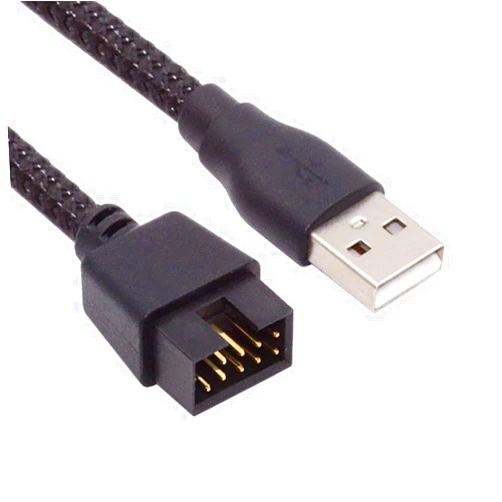 CY Cable Single USB 2.0 Male Type-A to Motherboard 9Pin 10Pin Male Header Cable with Sleeve 20cm