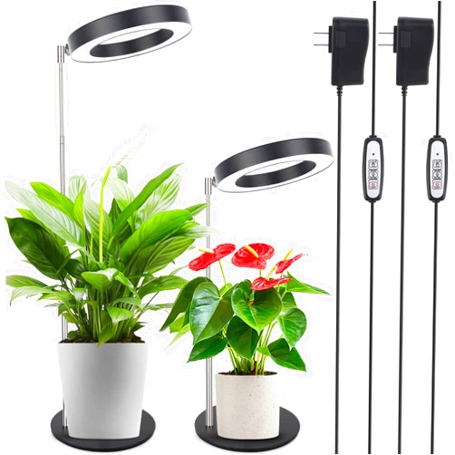 LORDEM Grow Light, LED Plant Light for Indoor Plants Growing, Full Spectrum Desk Growth Lamp with Automatic Timer for 4H/8H/12H, 4 Dimmable Levels, Height Adjustable 9.8