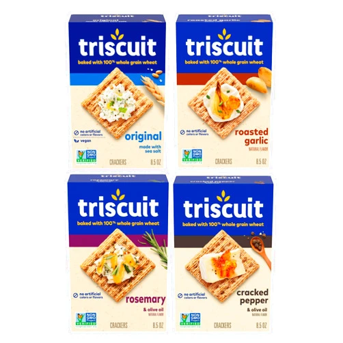 Triscuit Whole Grain Wheat Crackers 4 Flavor Variety Pack, Lunch Snacks, Bulk Snack Crackers, 4 Boxes