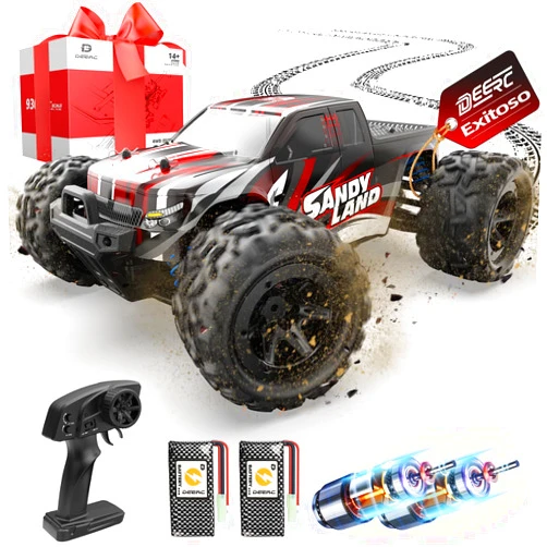 DEERC Remote Control Car High Speed RC Cars for Kids Adults 1:16 Scale 40 KM/H 4WD Off Road Monster Trucks,2.4GHz All Terrain Toy Trucks with 2 Rechargeable Battery