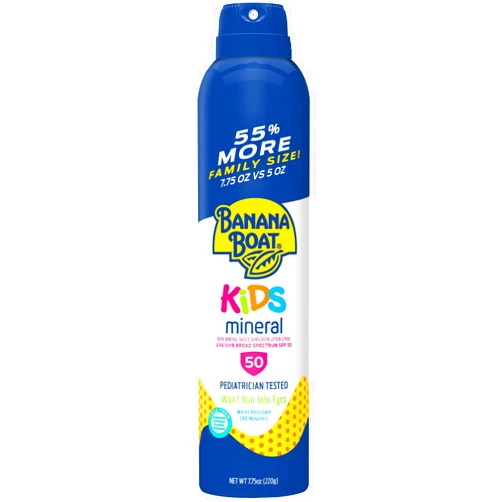 Banana Boat Kids 100% Mineral Sunscreen Pump Spray, Broad Spectrum SPF 50, 7.75oz. Kids SPF 50