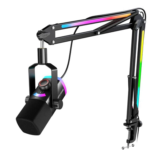 FIFINE Gaming Microphone Kit, XLR/USB Dynamic PC Microphone with Boom Arm for Podcast Recording, RGB Streaming Mic Set, Tap-to-Mute, Mix Control, Headphone Jack-AmpliGame AM8PROT