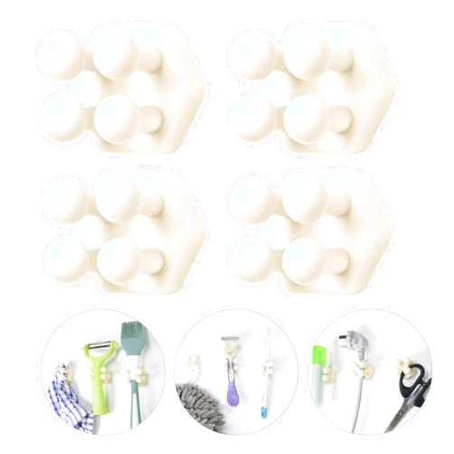 XoYoZo Silicone Toothbrush Holders for Bathroom - Adhesive Shower Toothbrush Holder Wall Mounted, Multi-Function Hook Waterproof Razor Holder Single Hook, Utility Plug Holder for Kitchen Living Room Office