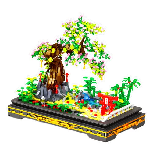 Nedeurs Mini Sakura Tree Bonsai Building Set, Japanese Garden Botanical Collection with Torii, Pond, Bamboo Building Blocks Kit for Teens 14+, Adults- 1469 PCS